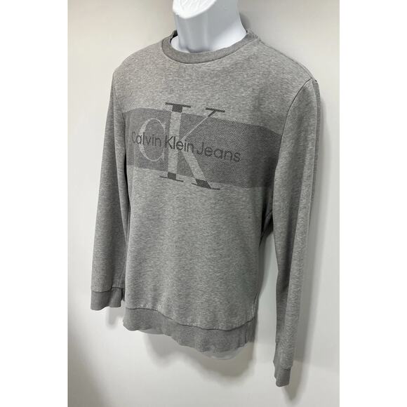 CALVIN KLEIN MENS GRAY FLEECE CREW NECK LONG SLEEVE SWEATSHIRT SIZE L - Picture 3 of 7